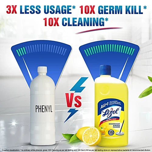 Lizol Disinfectant Surface & Floor Cleaner - Citrus, 500 ml - Image 4