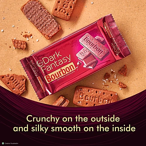 Parle Dark Fantasy Bourbon, Classic Biscuit Made With Real Chocolate, 99g - Image 5