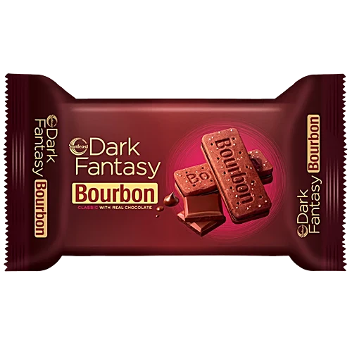 Parle Dark Fantasy Bourbon, Classic Biscuit Made With Real Chocolate, 99g