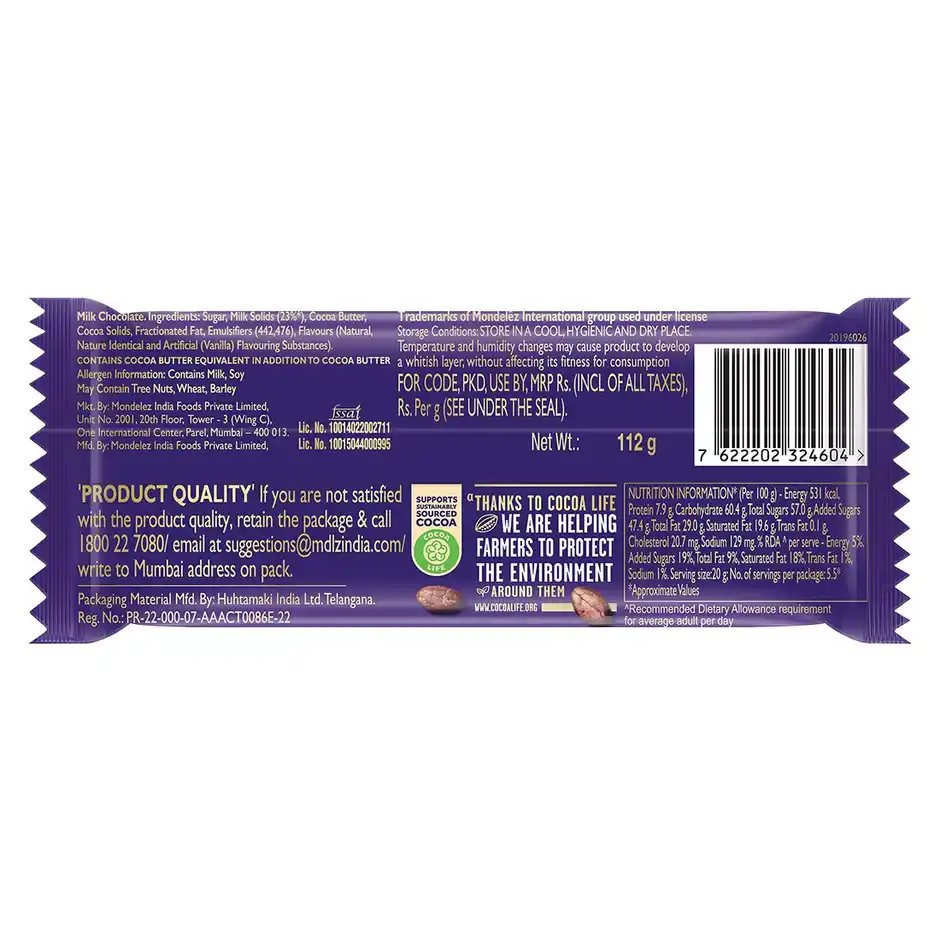 Cadbury Dairy Milk Chocolate Bar | Smooth & Rich Milk - Image 2