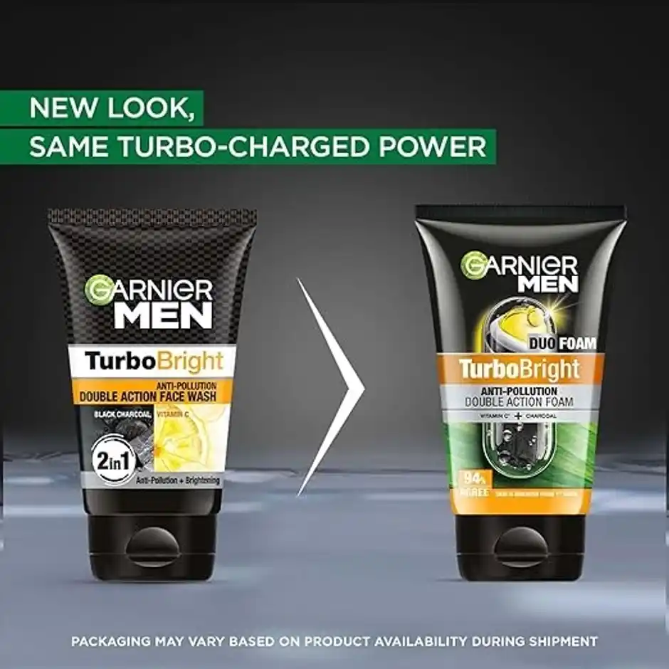 Garnier Men Turbo Bright Anti-Pollution Double Action Face Wash - Image 2