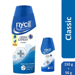 Nycil Germ Expert Prickly Heat Powder Classic, 150 g (Get Nycil Classic 50g FREE)