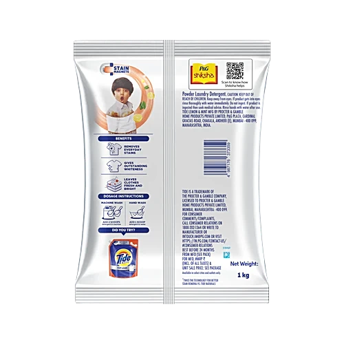 Tide Plus Double Power Detergent Washing Powder - Jasmine & Rose, 1 kg - Image 2