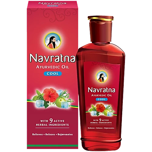 Navratna Ayurvedic Cool Oil - With 9 Active Ingredients, Relieves, Relaxes, Rejuvanates, 300 ml