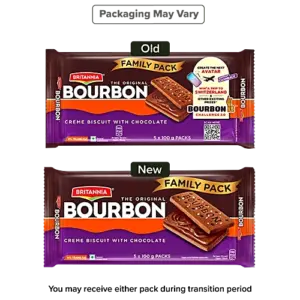 Britannia The Original Bourbon Creme Biscuit - With Chocolate, 500 g (Pack of 5)