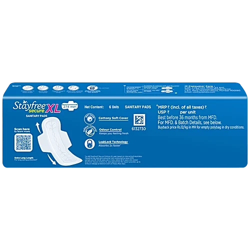 STAYFREE Sanitary Pads - Secure Xl Cottony Soft, with Wings, 6 pcs - Image 2