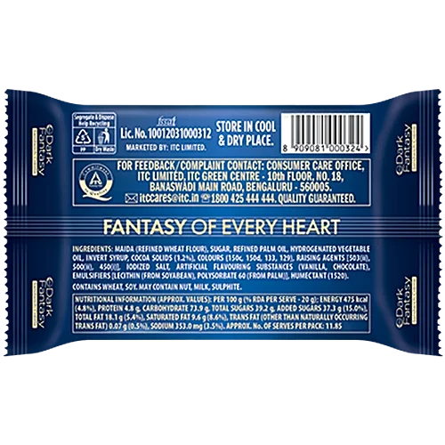 Sunfeast Dark Fantasy Vanilla Flavoured Sandwich Crème Biscuits, 237 g (Pack of 3) - Image 2