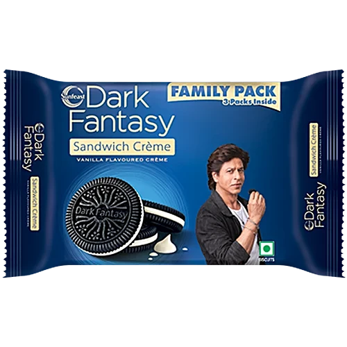 Sunfeast Dark Fantasy Vanilla Flavoured Sandwich Crème Biscuits, 237 g (Pack of 3)