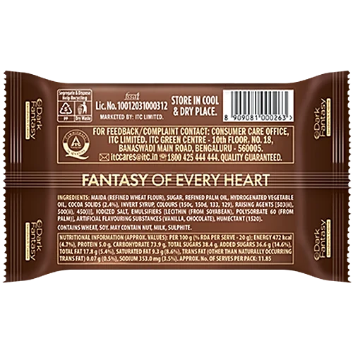 Sunfeast Dark Fantasy Dark Crunch With Choco Creme Sandwich Biscuits, 237 g (Pack of 3) - Image 2