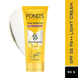 Ponds Sun Miracle SPF 55 PA++ Sunscreen - With Niacinamide, Light, Protect & Bright, 50 g