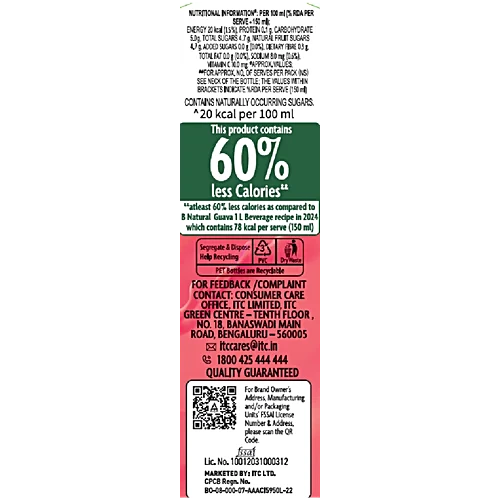 B Natural No Added Sugar Guava Fruit Beverage, 750 ml - Image 6