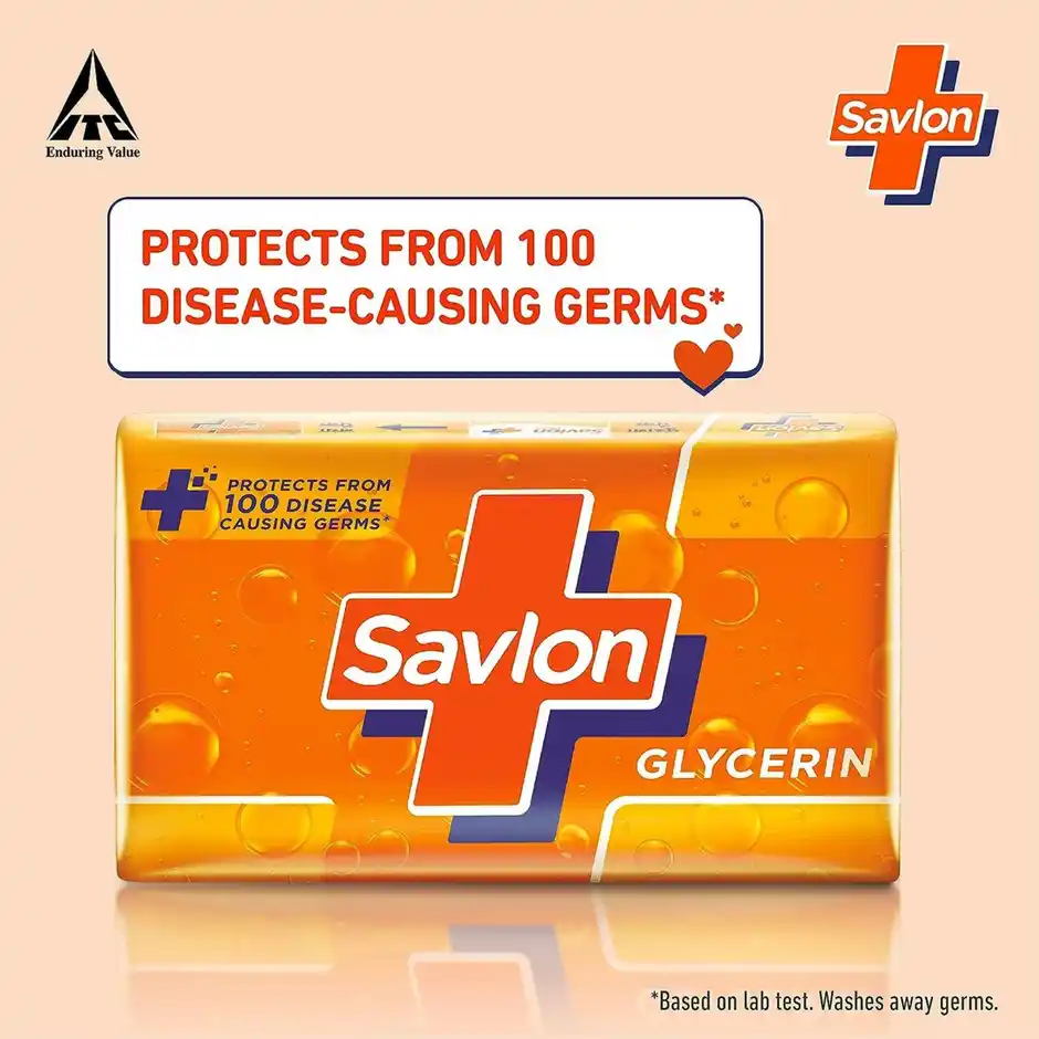 Savlon Glycerin Soap Bar, Germ Protection, for Soft & Supple Skin ( 120gm * 5 ) - Image 4