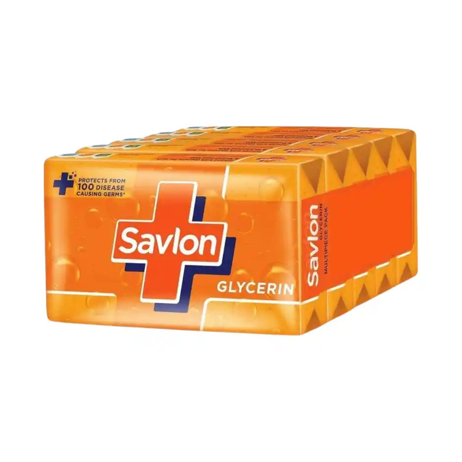Savlon Glycerin Soap Bar, Germ Protection, for Soft & Supple Skin ( 120gm * 5 )