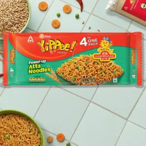 Yippee Power Up Atta Noodles| Made with Aashirvaad Atta| 4 in 1 - 298.8 g