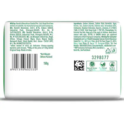 Dettol Original Bathing Soap Bar 150g (Pack of 6) - Image 2