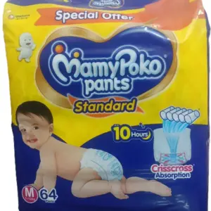 Standard Pants Style Diaper upto 10 Hours Pack of 64 - M (64 Pieces)