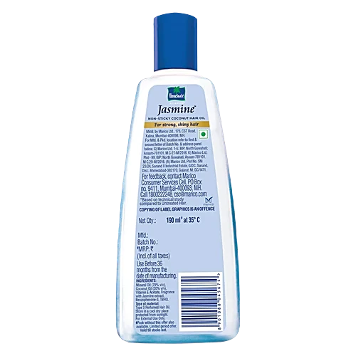 Parachute Advansed Jasmine Coconut Hair Oil With Vitamin E - Non-Sticky, For Healthy Shiny Hair, 190 ml - Image 3