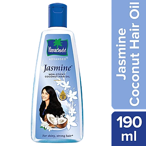 Parachute Advansed Jasmine Coconut Hair Oil With Vitamin E - Non-Sticky, For Healthy Shiny Hair, 190 ml