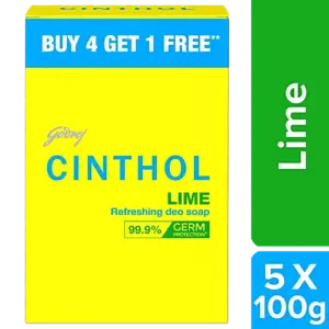 Cinthol Lime Refreshing Deo Soap, 100 g ( Buy 4 get 1 free )