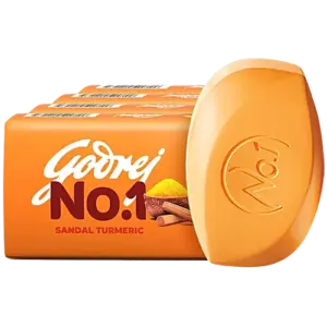 Godrej No.1 Sandal & Turmeric Bathing Soap, With Natural Oils, Gives Glowing Skin, 150 g (Pack of 4)