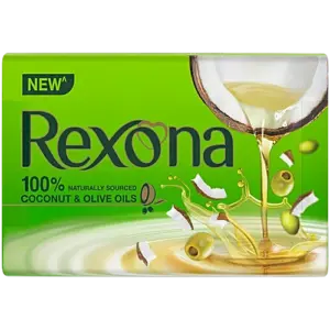 Rexona Coconut & Olive Oil Soap Bar, 100% Naturally Sourced, 400 g (4x100 g)