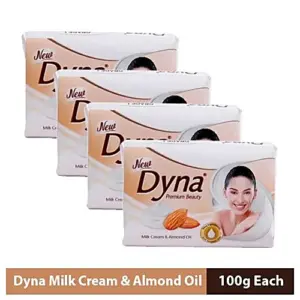 Dyna Bathing Soap - Milk & Almond, 100 g Pack of 4