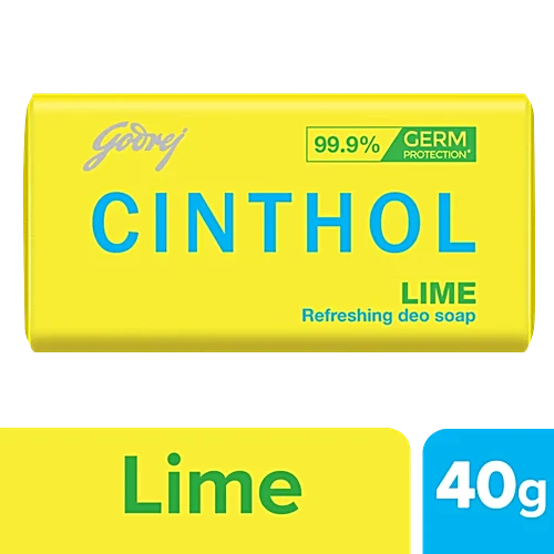 Cinthol Refreshing Deo Lime Bath Soap, 99.9% Germ Protection, 40 g