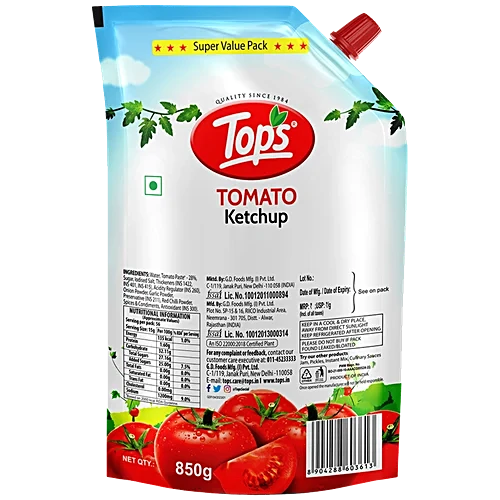 Tops Tomato Ketchup, 850 g Pouch - Image 2
