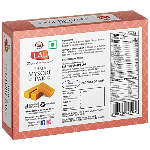 Lal Shahi Mysore Pak - Exclusive Delights, Joy Of Eating, 200 g Mono Carton - Image 2