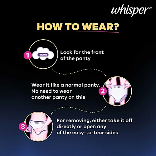 Whisper Super Absorbent Period Panty - 360 Degree Leakage Protection For Heavy Flow, M-L, 2 pcs - Image 3