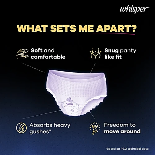 Whisper Super Absorbent Period Panty - 360 Degree Leakage Protection For Heavy Flow, M-L, 2 pcs - Image 5