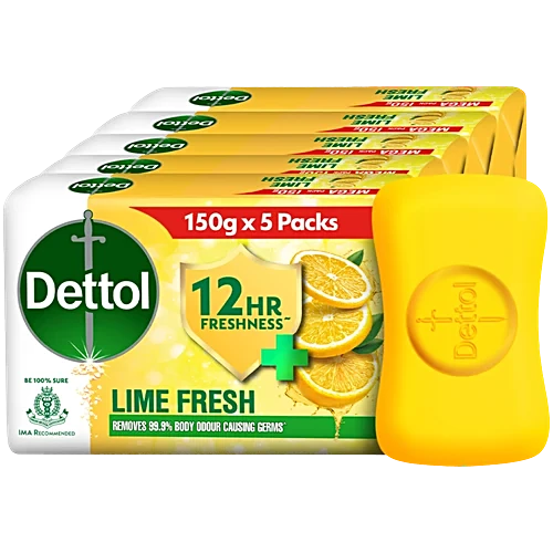 Dettol Lime Fresh Bathing Soap Bar With 12 Hr Freshness, 150 g