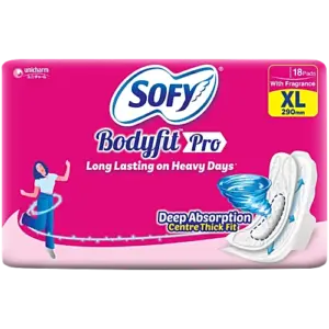 Sofy Bodyfit Pro Sanitary Napkins - XL, 18 pcs