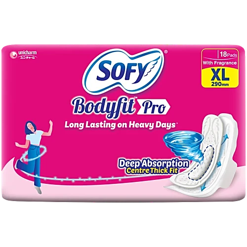 Sofy Bodyfit Pro Sanitary Napkins - XL, 18 pcs