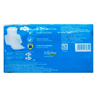 Stayfree Secure Cottony Soft Cover with Wings Sanitary Pads - Regular 18's - Image 2