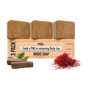 Ghar Soaps Sandalwood & Saffron Magic Soaps For Bath - Pack Of 3