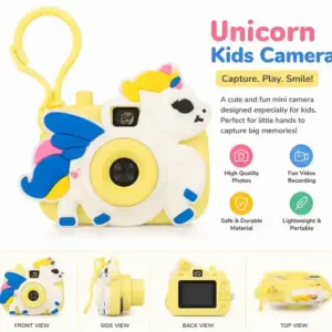 Unicorn Mini Camera Keychain Toy for Kids – Cute Cartoon Camera with Hanging Loop
