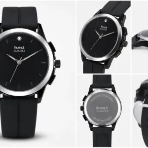 HMT Quartz Black Analog Men's Watch with Silicone Strap