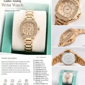 CASINE Ladies Analog Wrist Watch | Rose Gold Metal Strap | Stone Studded Bezel