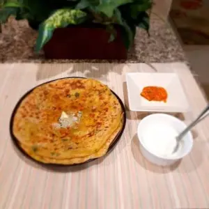 Aloo Tawa Paratha + Dahi + Achar